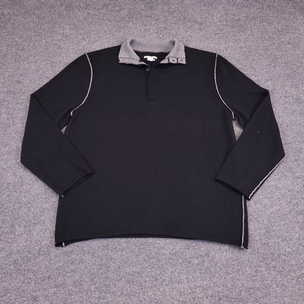 Carbon2Cobalt‎ Cashmere Blend Sweater Polo Shirt Mens XL Blue Long Sleeve